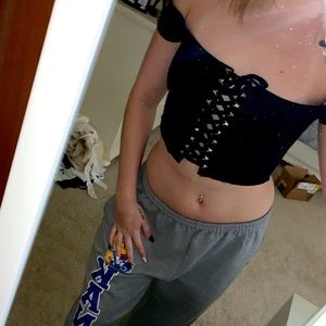 lace up off the shoulder crop top